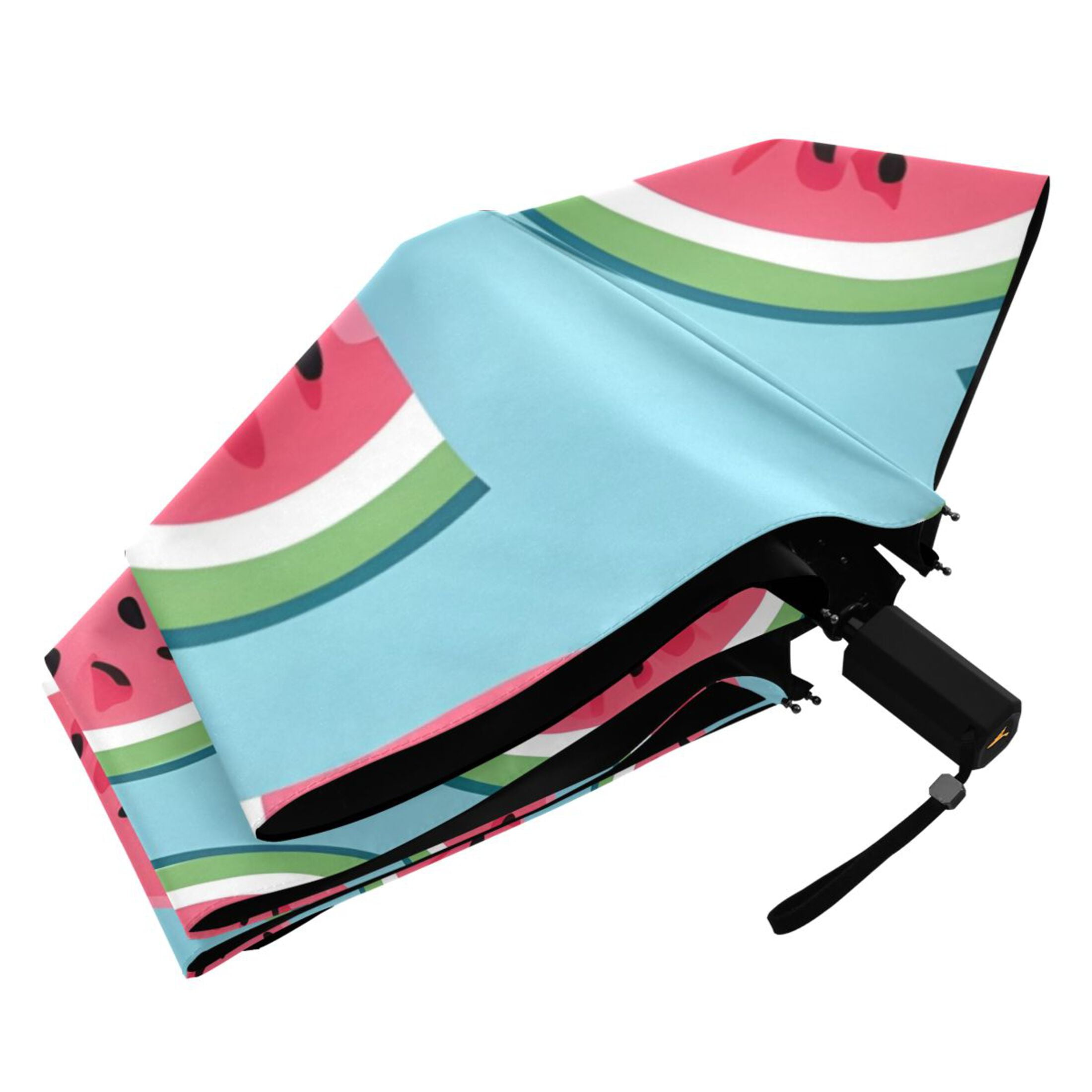 Watermelons Cartoon All Weather Umbrella Triple Folding Parasol 6 Ribs UV Protection Portable