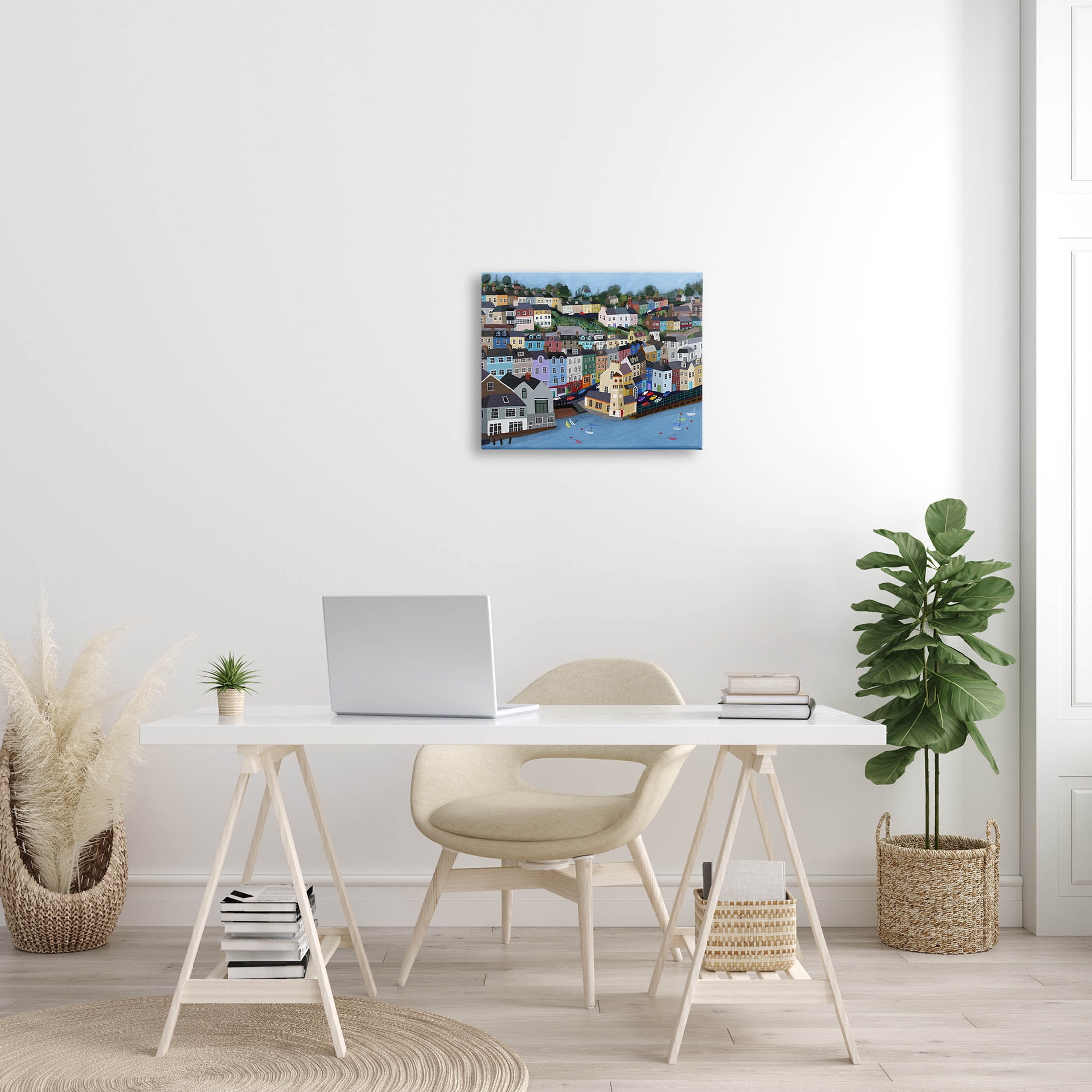 Stupell Industries Seaside City Neighborhood Streets Graphic Art Gallery Wrapped Canvas Print Wall Art, Design by Carla Daly
