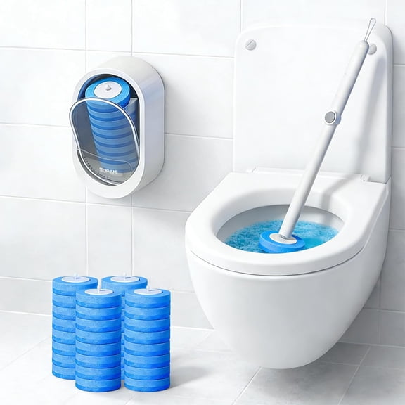 Disposable Toilet Cleaning System - Toilet Wand Kit with 32 High-Performance Refills, Wall Mounted Toilet Brush and Holder for Deep Cleaning Bathroom 32pcs