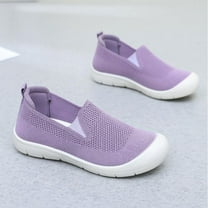 XIMIN Women's Slip-On Walking Tennis Flats Shoes Loafers Low Top Knit Dressy Comfortable Casual Travel Work Driving Business Sneaker Footwear (39, Purple)