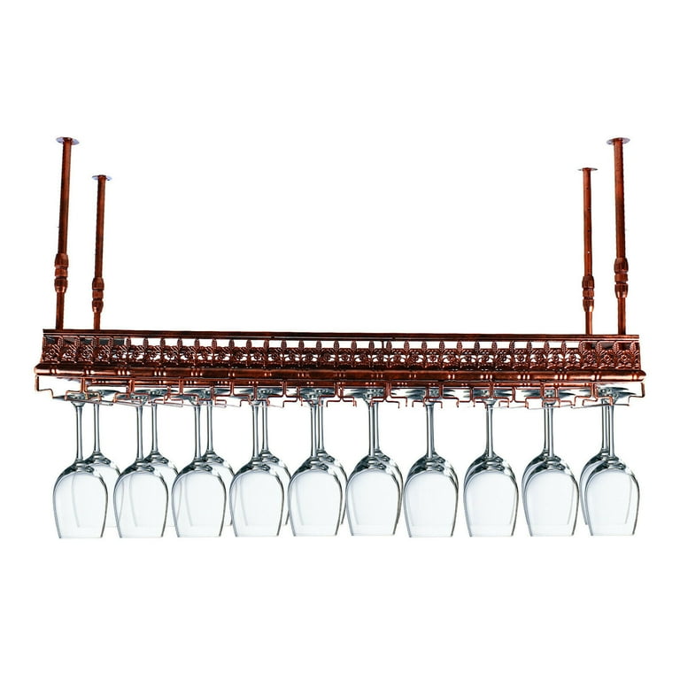 Bar Kitchen Storage Shelf Ceiling Mount Metal Wine Rack Storage