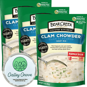 Bear Creek Clam Chowder Dry Soup Mix Starter Kit, Just Add Water, Family Size Bulk (3-Pack) Pre-Packaged, Cooks in 15 Minutes, 24 Servings Bundle With Galley Grove Breath Mints