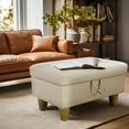 thumbnail image 3 of WRTEYEUI Ottoman Rectangular Storage Ottoman Bench, Faux Leather Footrest, Coffee Table, Stool Footstool with Hinged Lid for Living Room, Bedroom, Entryway, Off-White, 28.5"x19"x17.5", 3 of 8
