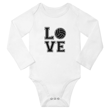 

Volleyball Love Funny Baby Long Sleeve Bodysuits Boy Girl Unisex (White 12-18M)