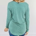 thumbnail image 5 of tarylea Fall Tops for Women V Neck Chest Button Tunic U Shaped Hem Long Sleeve Tops Loose Casual Shirts, 5 of 8