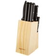thumbnail image 5 of Juego de cuchillos de cocina de acero inoxidable de alto carbono, 14 piezas, con afilador y bloque de madera de pino, color negro, 5 of 5