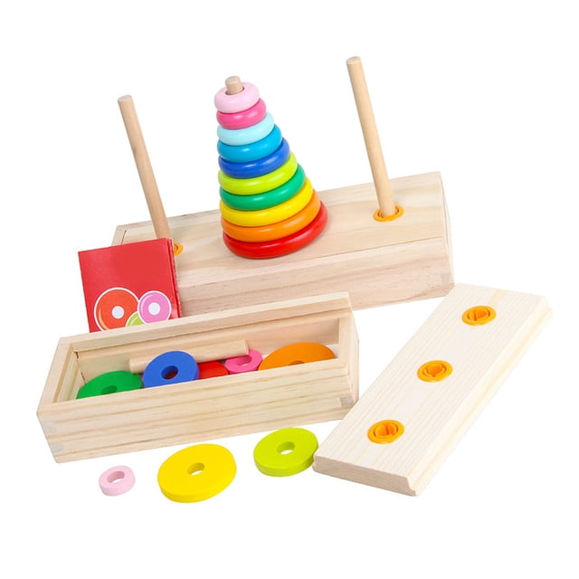 Juego de Rompecabezas Torre De Madera ANGGREK 10 Anillos Desarrollo Del Cerebro Para niños