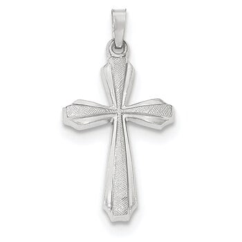 Lex & Lu - Lex & Lu 14k White Gold Textured and Polished Passion Cross ...