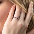 thumbnail image 4 of Gem Stone King 10K White Gold Pink Lab Grown Diamond and Red Garnet and Lab Grown Diamond Bridal-Sets Ring for Women | 0.86 Cttw | Round 5MM | Gemstone April Birthstone | Size 7, 4 of 5