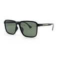 thumbnail image 2 of Polarized Rectangular Mens Gentlemanly Simple Frost Plastic Sunglasses Matte Black Gold - Green, 2 of 4