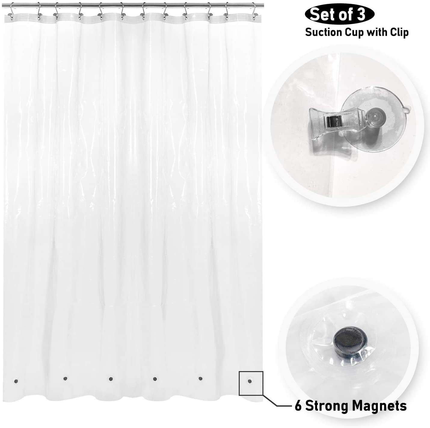 Shower Curtain Liner With 6 Magnets 3, Can You Wash A Shower Curtain Liner With Magnets