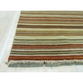 thumbnail image 6 of EORC Orange/green Handmade Wool Transitional Striped Rug, 2' x 6', 6 of 9