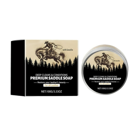 Saddle Soap for Leather–3 Piece Saddle Soap Kit for Leather Cleaning Boots and Saddles – Includes Applicator and Cloth – Leather Soap and Conditioner for Leather Boots Furniture Protection