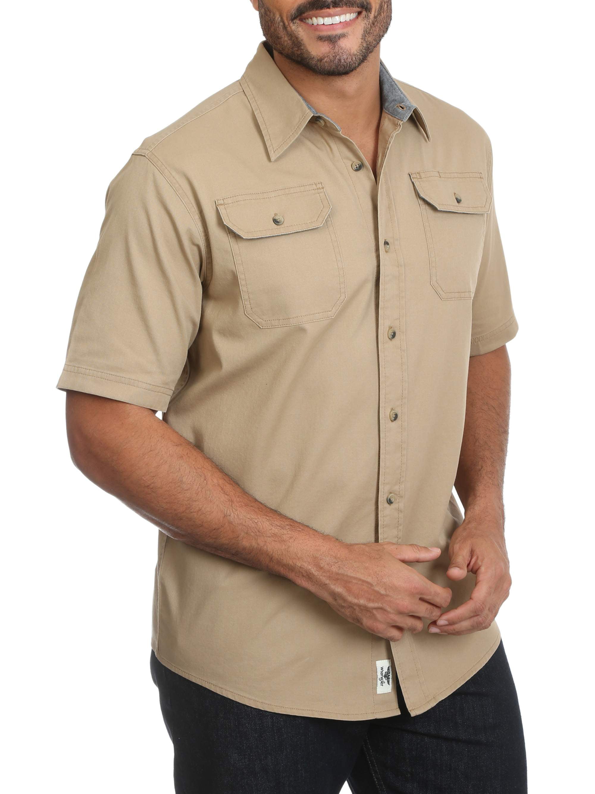 Men's Short Sleeve Twill Shirt - Walmart.com