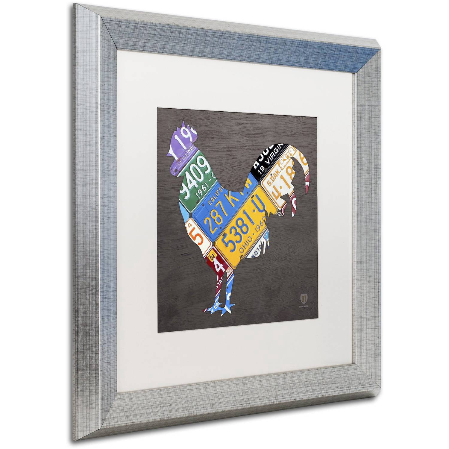 Trademark Fine Art 'Rooster' Canvas Art by Design Turnpike, White Matte, Silver Frame