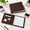 Dark Brown, variant on Black Pu Leather 7 Ring Business Check Binder With 600 Capacity And Extra Card Case