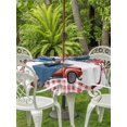 thumbnail image 2 of Outdoor Tablecloth with Umbrella Hole and Zipper, Valentine's Day Round Table Cloth 60 Inch Waterproof Tablecloth, Red Love Balloons Trees Truck Pink Plaid Picnic Table Cover for Patio Camping, 2 of 7