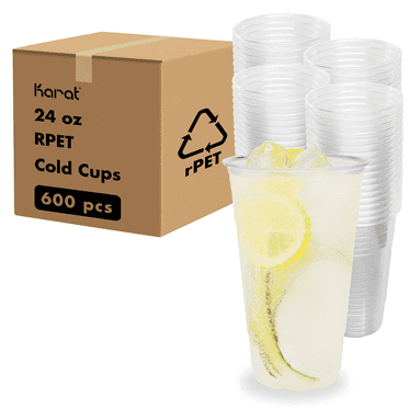 Karat 24 oz Clear Plastic Cups [1,000 pcs], rPET Cold Cups, 98mm