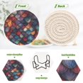 thumbnail image 4 of Yayeee 6 PCS Drink Coasters with Holder Set Woven Absorbent Round Tabletop Hot Pad, Purple Dragon Scales Pattern, 4 of 7