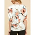 thumbnail image 3 of Made by Johnny Women's Boat Neck 3/4 Sleeve Draped Dolman Top with Side Shirring Premium Shirt XS WHITE_FLORAL, 3 of 6