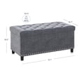 thumbnail image 2 of BELLEZE 35 Inch Storage Ottoman, Button-Tufted Ottoman Linen Storage Bench with Safety Close Hinge, Ottoman with Storage for Living Room, Entryway, Hallway, Foot Rest, Support 300lbs - Grey, 2 of 7