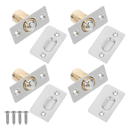 4 Sets Ball Catch Door Hardware with Strike Plate Adjustable Latch for Top of Door Silver