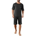 thumbnail image 4 of INSPIRE CHIC Men's Summer Short Sleeves Crew Neck with Pockets Nightwear Pajama Set M Black, 4 of 5