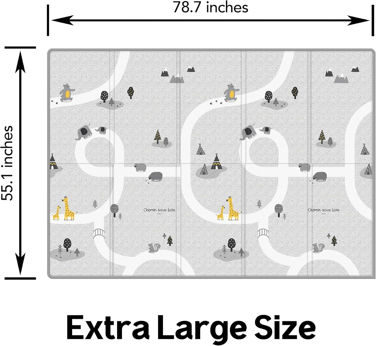 Parklon Silky Cotton Foldable Baby Play Mat -Large Size (78.7x55.1) -Le Mans