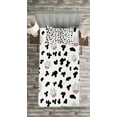 thumbnail image 3 of Ambesonne Cow Print Quilted Bedspread Set 2 Pcs, Animal Hide Design, Twin Size, Black White Lilac, 3 of 3