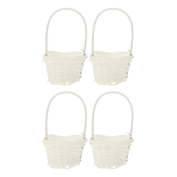 4pcs Canasta de flores tejida decorativa Cesta de plástico portátil Cesta de envasado de flores