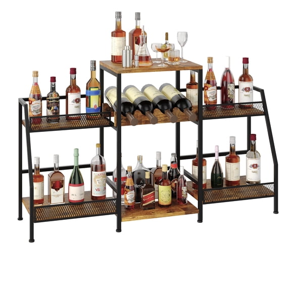 Wine Bar Cabinet, Liquor Cabinet Bar with Storage, Bar Cabinet with Wine Glass Holder, Industrial Coffee Bar for Home, Kitchen, Dining