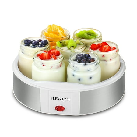 Maker Machine with 7 Yogurt Containers Glass Jars - Automatic Electric Easy Yogurt Maker (Best Electric Yogurt Maker)