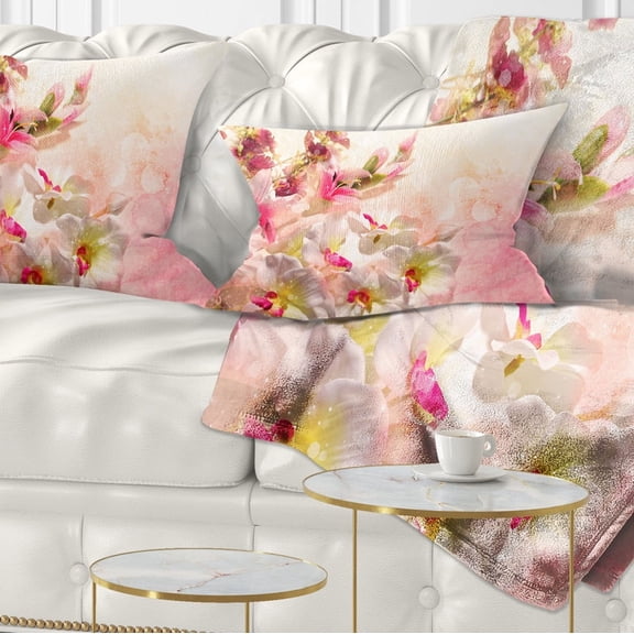 Designart Pink Bouquet of Flowers - Floral Throw Pillow - 12x20