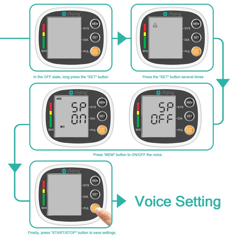 Ziqing Wrist Automatic Blood Pressure Monitor Machine Heart Rate Monitor