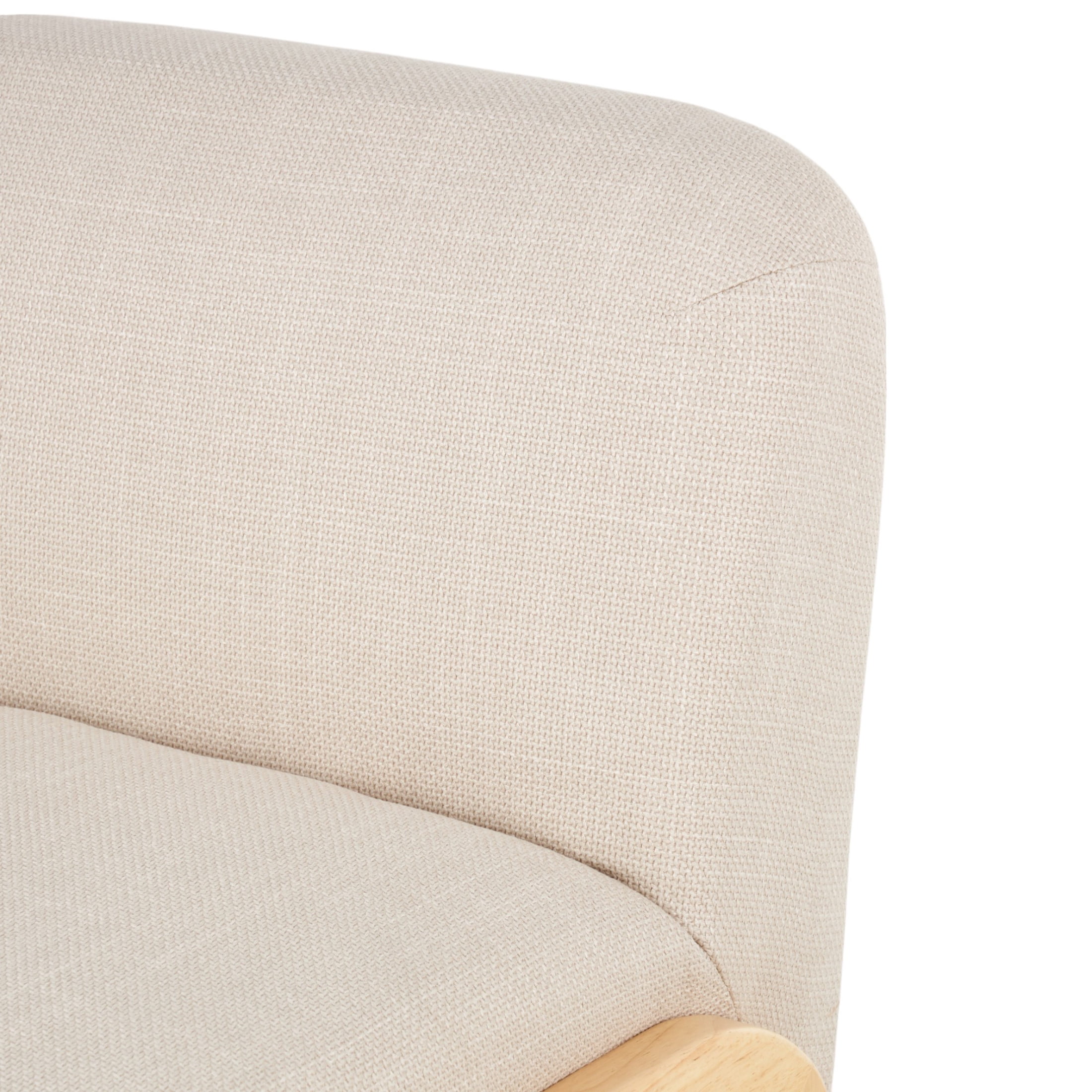 DecMode Polyester Square Boucle Lounge Chair with Brown Wooden Legs, Beige