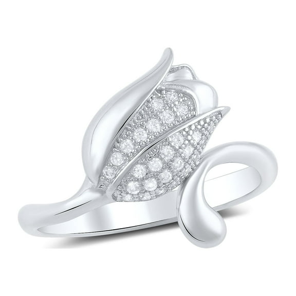 Sterling Silver Cz Tulip Flower Ring for Women and Teens - Size 4