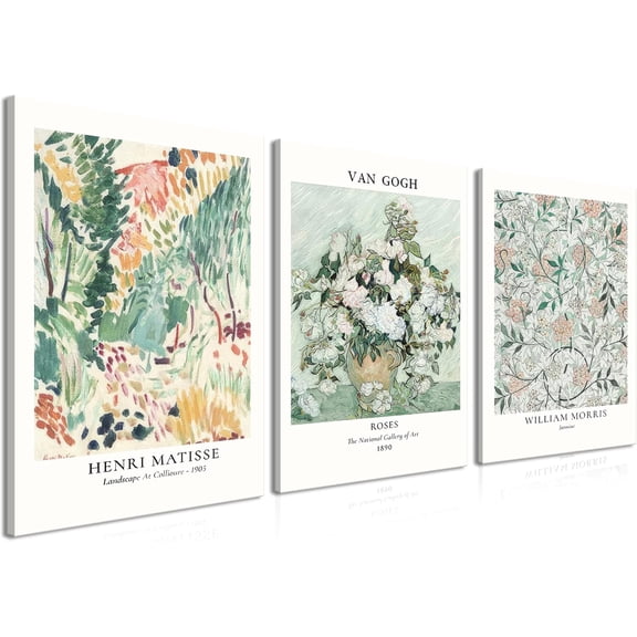 Van Gogh Canvas Wall Art Set of 3, Purple Lavender Flower Market Wall Decor Paintings, Picasso Butterfly Aesthetic Posters Prints Room Decor for Teen Girls Dorm Bedroom Bathroom 12x16In Framed