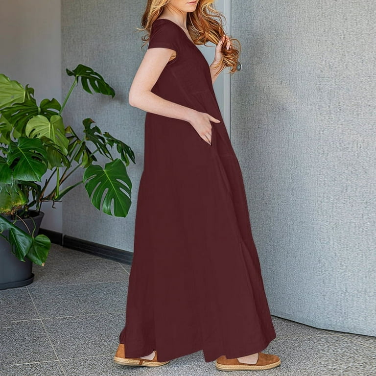 zanzea loose dresses Zanzea Women Casual Vintage Round Neck Print Loose Long Dress