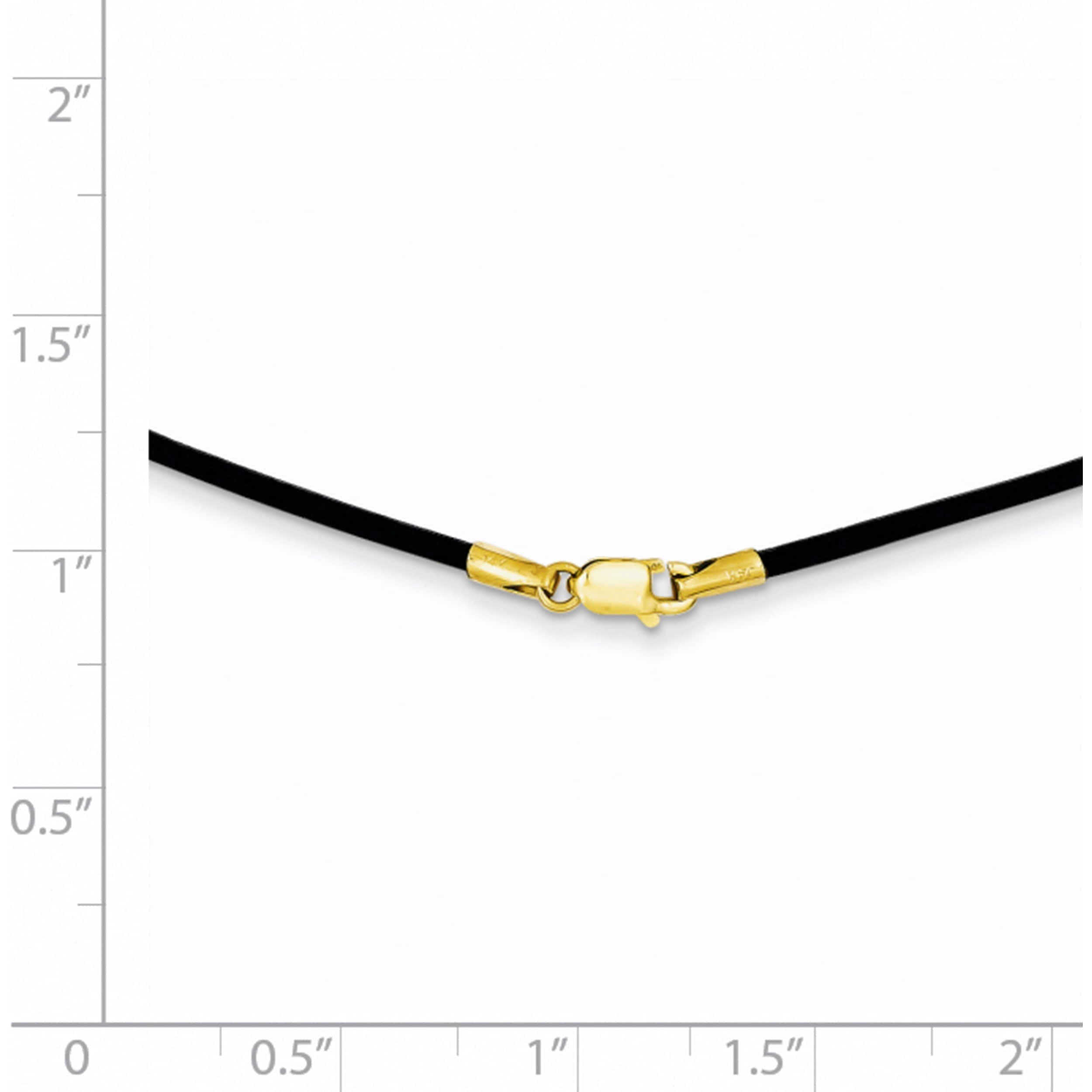 14K Yellow Gold 1.5mm 20In Black Leather Cord Necklace (20 X 1.5) Made In United States xg250-20