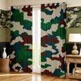 thumbnail image 2 of Manfei Minimalism Camouflage Blackout Curtains, Countryside Camo Window Curtains Pack of 2 (38x45 Each), Green Beige, 2 of 6