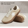 thumbnail image 5 of LUCKY STEP Womens Fashion Star Sneakers Wide Toe Lace Up Casual Shoes,Beige, 5 of 11