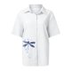 thumbnail image 2 of Gibobby Playera de Manga Corta con Cuello Redondo Algodón Lino Casual Suelto Personalidad Impreso Solapa Botón Manga Corta(Blanco,CH), 2 of 5