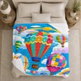 thumbnail image 5 of Whimsical Hot Air Balloon Flight Adventure Cheerful Cartoon, Playful Celestial Scene, Warm Flannel Blanket for Living Room and Bedroom, Art Lovers Housewarming Gift, Celestial Home Decor, 5 of 9