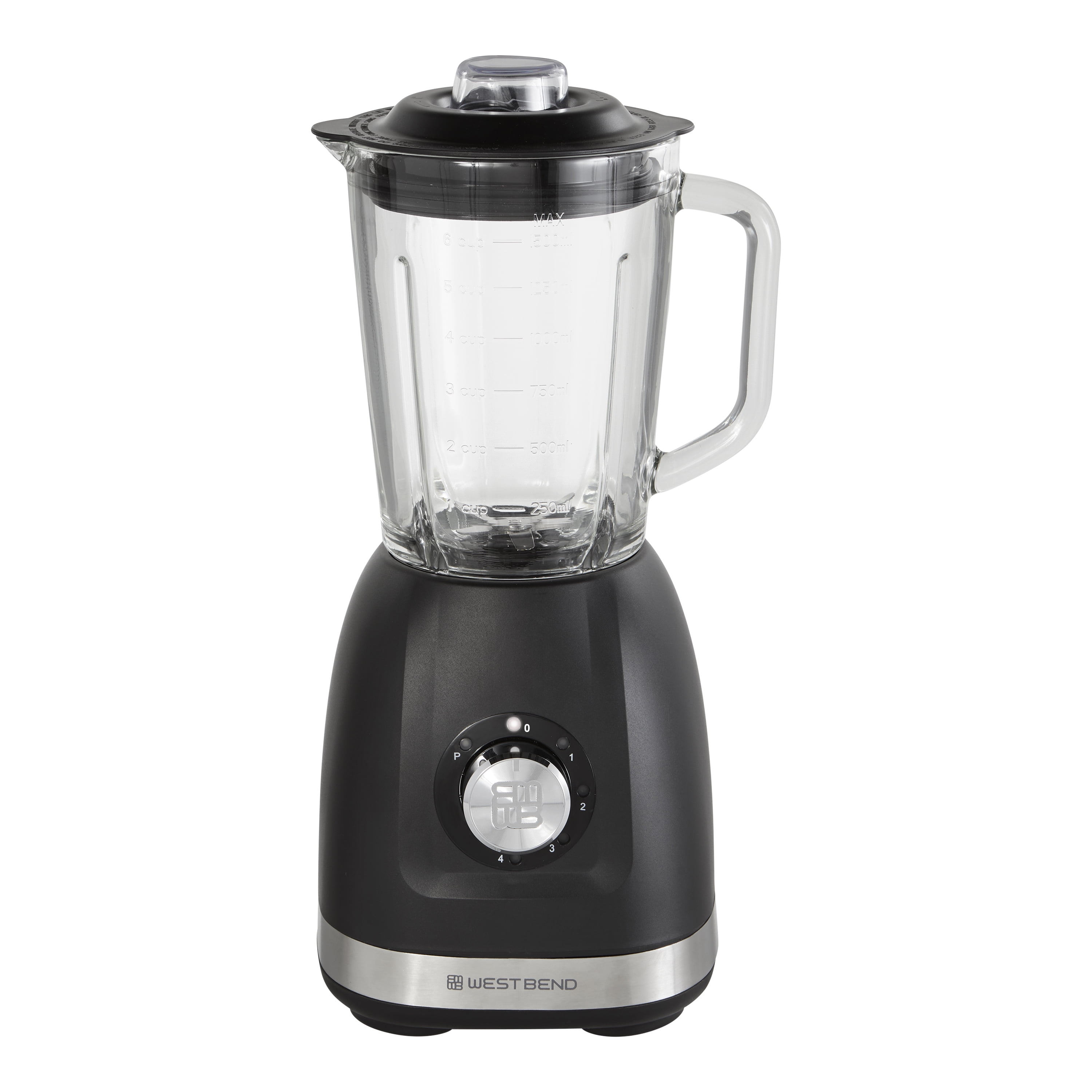West Bend Multi-Function Blender, 48 oz Glass Jar, with Travel Cup, in Black
