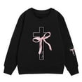 thumbnail image 4 of Telankuip Girls Christian Sweatshirts Kids Cute Pink Bow Loose Crewneck Sweatshirt for Teens Aesthetic Cross Graphic Printed Long Sleeve Sports Casual Pullover Tops for Daily Wear Black 120, 4 of 4
