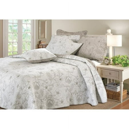 Peony Grey Full/queen Quilt Set