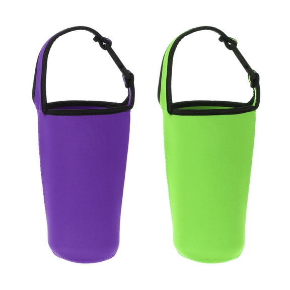Uxcell 30oz Tumbler Carrier Holders Set, 2 Pack Neoprene Coffee Mug Drinks Water Bottle Cap Sleeve, Purple,Green