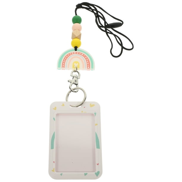 KAKOWELY 1 Juego de Porta credencial de identificación, porta credencial rígido, tapa deslizante, funda para tarjeta con cordón