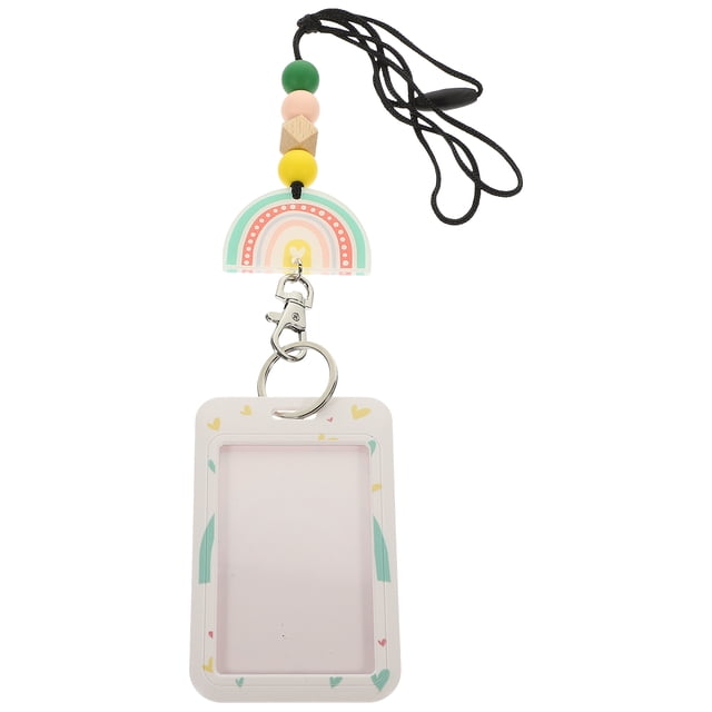 1 Set Name Badge Holder ID Card Holder Hard Name Badge Holder Slide Lid Card Sleeve with Lanyard
