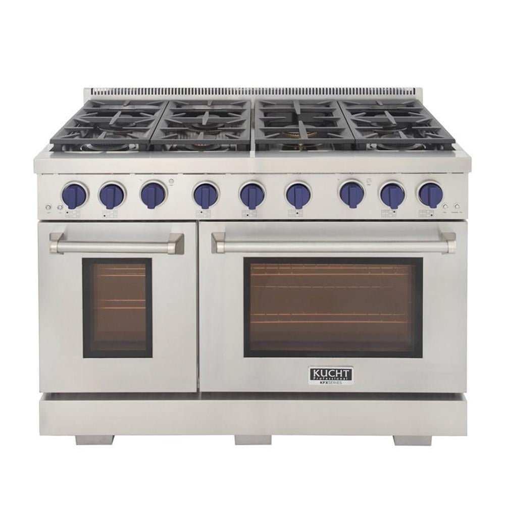 Pemberly Row 48" Stainless Steel Natural Gas Range with in Silver/Blue